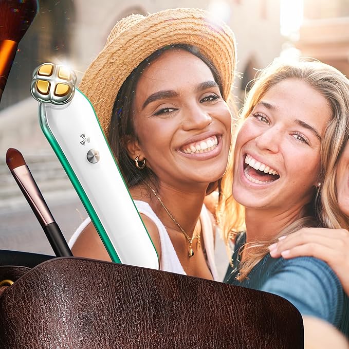 Puffiness Under Eye Bags Wrinkles Fine Line Reduce Device With Gold Plated Treatment Head Current Radio Frequency Wireless Professional RF Skin Care Beauty Device (With Gel)