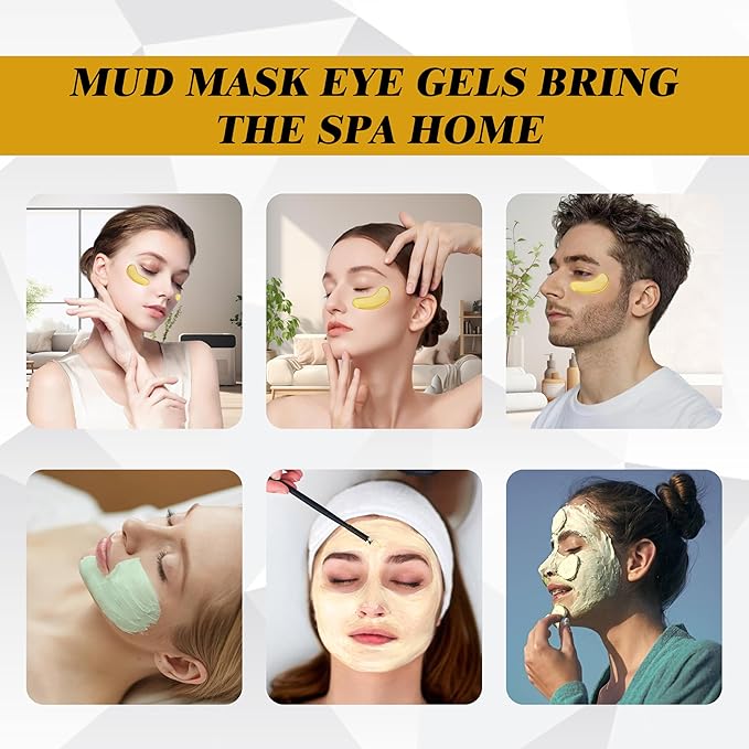 Clay Mask Set (10 Pods) Gold Eye Patches (20 Pairs), Mud Mask Deep Pore Cleansing Acne Blackhead Removal, Eye Patches for Puffy Eyes Dark Circles, Men & Women Facial Mask Eye Masks Skin Care.