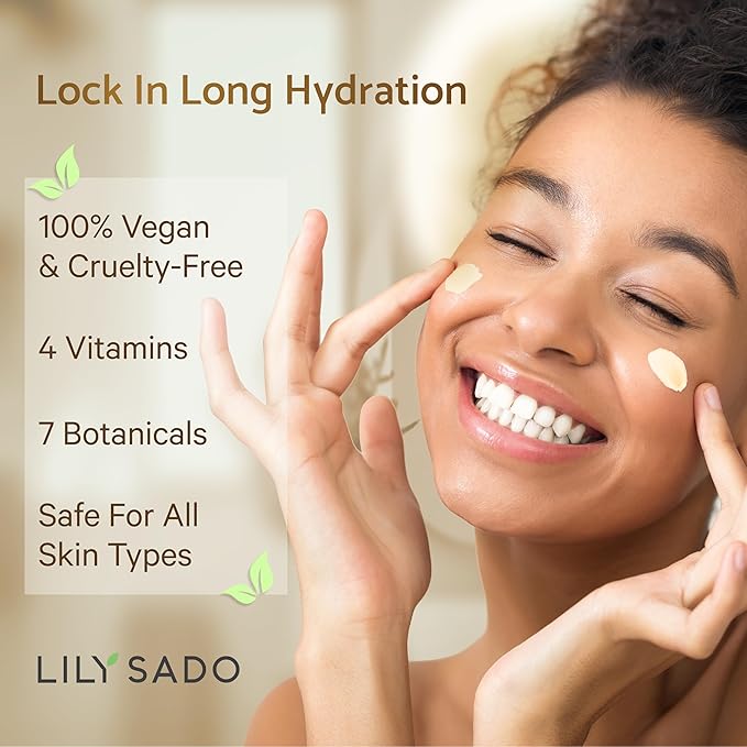 LILY SADO TEA+Cโข Coffee & Matcha Face Moisturizer - Natural Vegan Caffeine Facial Cream w Green Tea & Arabica Coffee Beans - Best Antioxidant, Anti-Wrinkle Moisturizing Lotion - Softens & Firms