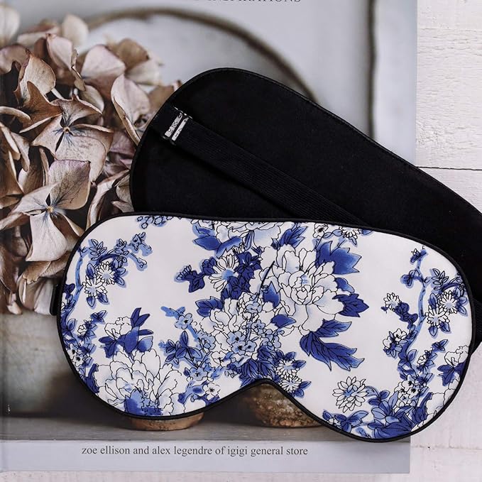 MAXFEEL Feel 100% Pure Silk Eye Mask - Sleep Eye Cover in Floral Colors (#39)