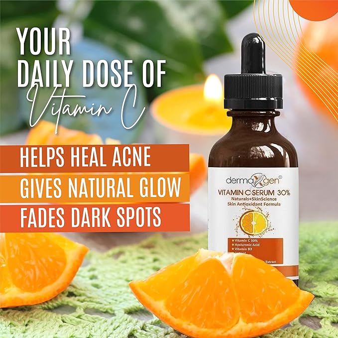 30% Vitamin C Face Serum with Hyaluronic Acid & Vitamin E – Natural Hydrating & Rejuvenating Serum for All Skin Types (4 FL OZ)