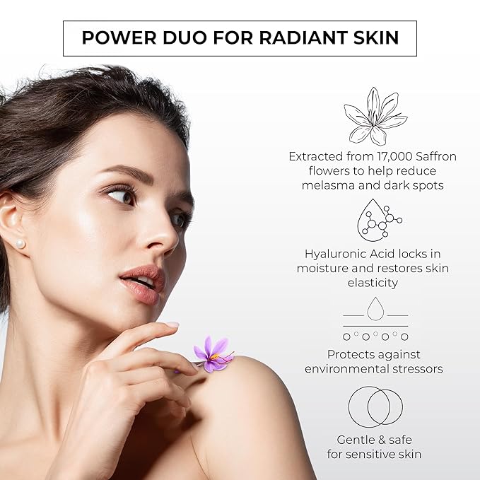 ABERA Skin Renewing Serum For Melasma Treatment, High-Potency Saffron Extract + Gift Curcumin Face Cleanser with Turmeric, Face Wash to Reduce Sebum (3 Boxes + Gift)