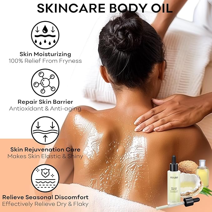 Skincare Body Oil, Moisturizer Hydrating Body Oil, Vitamin E and Jojoba Oils for Women Men Nourishing After Shower & Bath Oil, 2 FL OZ, All Skin Types