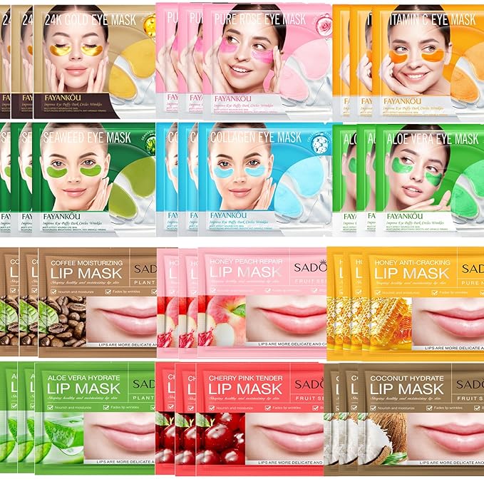 36 Pairs Under Eye Patches & Lip Mask for Puffy Eyes and Dark Circles - Crystal Lip Care Gel Pads Mask Bulk Collagen Skin Care Products, Beauty & Personal Care