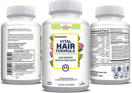 #1 Hair Formula Healthy Vitamins for Men & Women | Nutrients Needed for Hair Growth, Maintain Healthy Skin & Nails, Biotin & More 60 Capsules