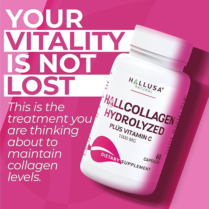 Cólageno hidrolizado - Pastillas de colágeno - Piel, arrugas y antienvejecimiento – Fortalecimiento del Cabello y uñas – Dolor en articulaciones – Collagen HYDROLIZED Plus Vitamin C 1000 MG 60 Cap