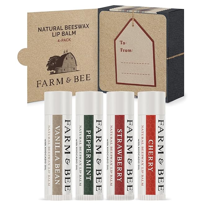 Natural Lip Balm – 4 Pack Gifts for Women & Men - Organic & Natural Ingredients - Moisturizing Lip Care Chapstick - Great Gift Idea for Adults, Women, Men, Teens, and Kids - 0.15oz (Pack of 4)
