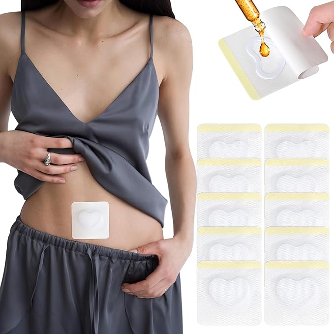 10Pcs Castor Oil Pack Wrap in Belly Button for Liver Detox, Highly Absorbent Self-Adhesive Castor Oil Wrap Organic Cotton, Anti-Seepage(Oil Not Included)