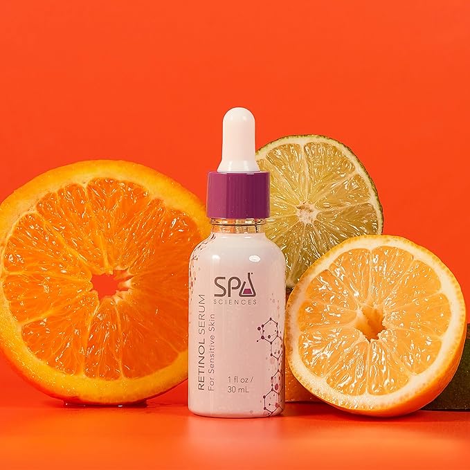 Spa Sciences - Retinol Serum - Made in the USA - Revitalizing Formula - With Bakuchiol, Turmeric, and Chamomile - Revive, Firm, Brighten - Vegan - For Sensitive Skin and All Skin Types - 1oz