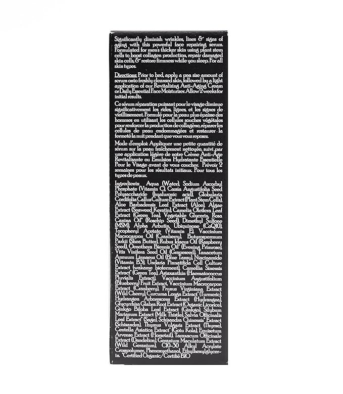 Brickell Men's Anti Aging Hyaluronic Acid Serum for Face, Reviving Day Serum for Men, Natural and Organic with Protein Peptides to Restore Firmness and Collagen, 1 Ounce, Scented