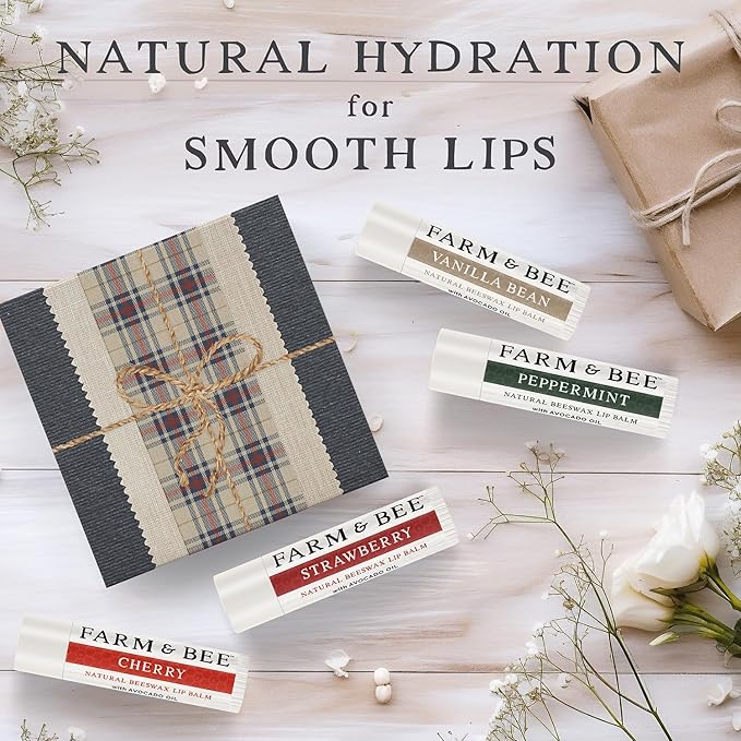 Natural Lip Balm – 4 Pack Gifts for Women & Men - Organic & Natural Ingredients - Moisturizing Lip Care Chapstick - Great Gift Idea for Adults, Women, Men, Teens, and Kids - 0.15oz (Pack of 4)