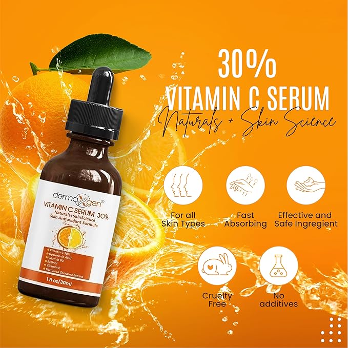 30% Vitamin C Serum for Face - Natural & Organic Anti Wrinkle & Skin Rejuvenator Moisturizer with Hyaluronic Acid & Vitamin E - Powerful Anti Aging Serum - Age-Defying Beauty Regimen- 1FL OZ