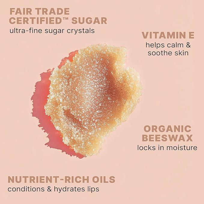 Lip Scrub Exfoliator Vanilla - USA Made Sugar Lip Scrubber with Natural & Organic Ingredients