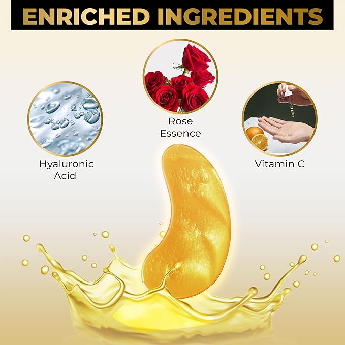 Under Eye Patches (25 Pairs) - Skin Care - Beauty Eye Mask - Eye Patches - Gift for Men - Gift for Women - Luxury Golden Eye Masks - Travel Essential - Gift Set