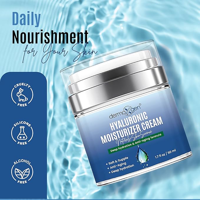 Hydrating Booster Antiaging Moisturizer Cream, with Hyaluronic Acid, Improves Skin suppleness, Wrinkles, Elasticity and Balance Moisture Day & Night for All Skin Types
