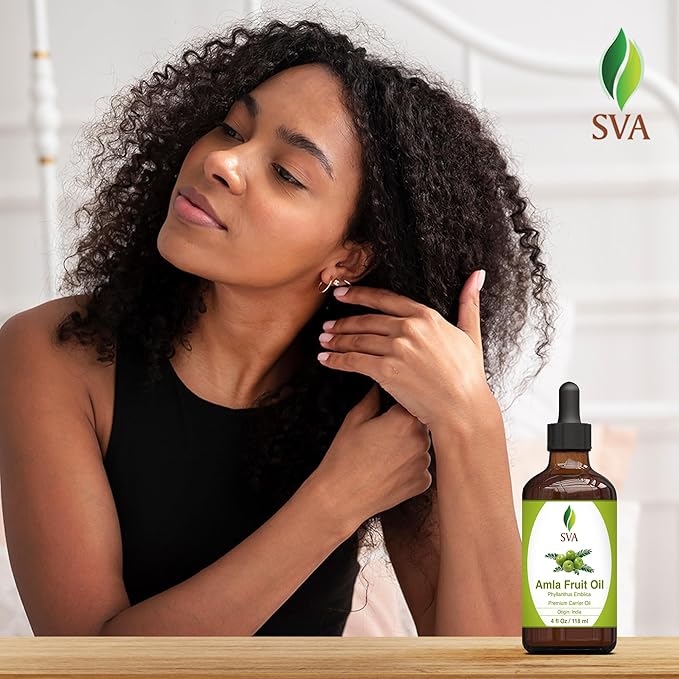 SVA Amla Oil 4oz (118ml) Premium Carrier Oil With Dropper For Hair Care, Hair Oiling, Scalp Massage, & Skin Care