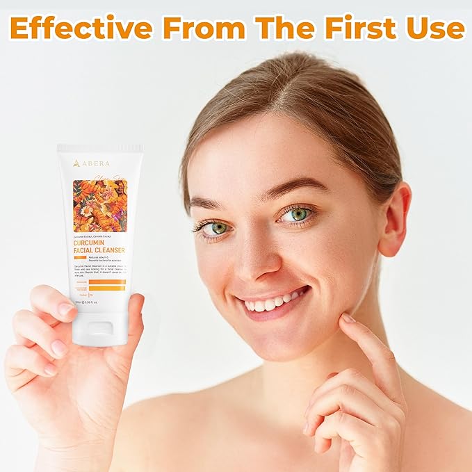 ABERA Skin Renewing Serum For Melasma Treatment, High-Potency Saffron Extract + Gift Curcumin Face Cleanser with Turmeric, Face Wash to Reduce Sebum (3 Boxes + Gift)