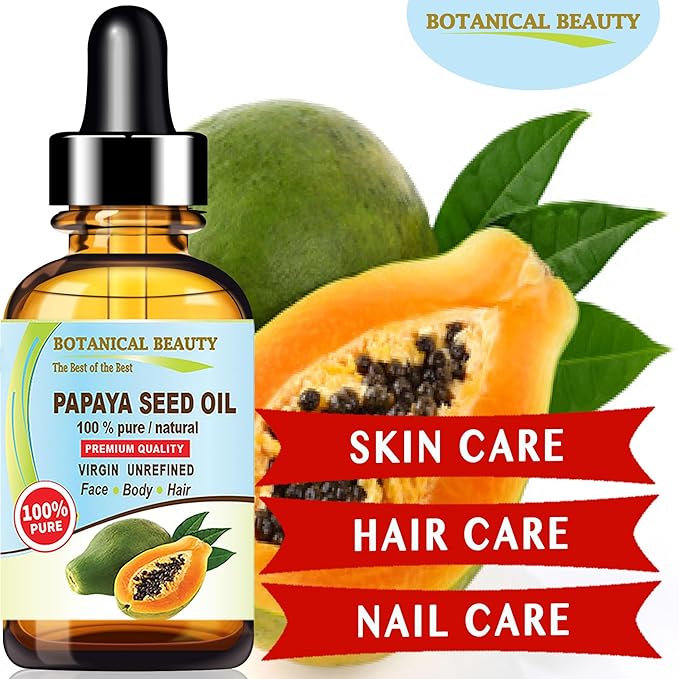 Botanical Beauty PAPAYA SEED OIL WILD GROWTH 100% Pure Natural Virgin Unrefined Undiluted Cold Pressed Carrier Oil for Face, Skin, Hair, Lip, Nails 0.5 Fl. oz. - 15 ml
