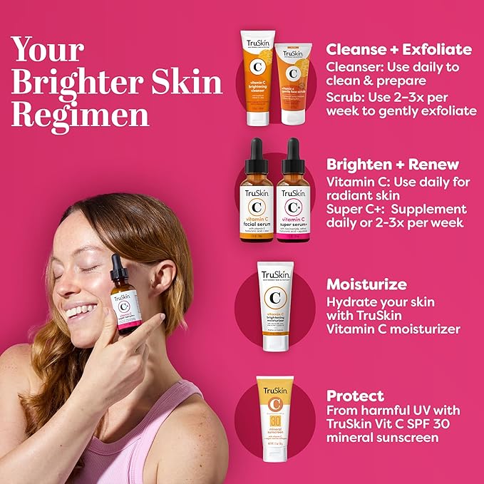 TruSkin Vitamin C Super Serum - Niacinamide, Retinol, Hyaluronic & Salicylic Acid - All-in-One Anti Aging Serum for Face – Improve Appearance of Dark Spots, Firmness for Brighter Looking Skin, 2 Fl Oz