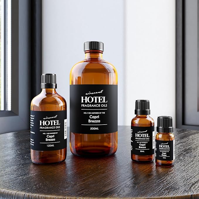 AirScent Capri Brezza Diffuser Oil - Volcano-Inspired Premium Fragrance Oil No. 1100 for Ultrasonic and Waterless Diffusers and Crafting - 500 ml, 16.9 fl oz Glass Bottle