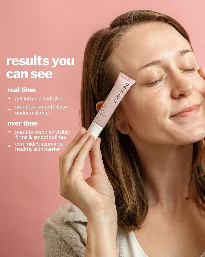 Cocokind Peptide Eye Gel, Lightweight and Hydrating Fine Line Treatment to Reduce Wrinkles, Made for Sensitive Skin, Fragrance Free, Cruelty Free, Vegan, .5oz