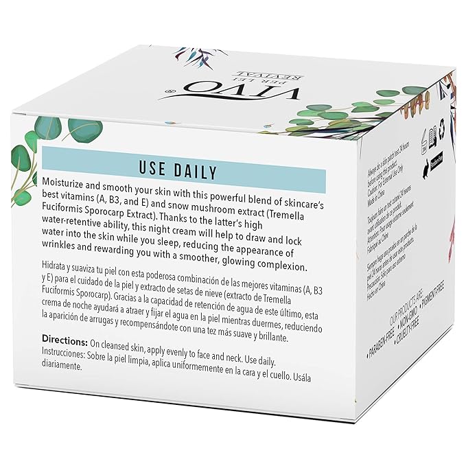 Vivo Per Lei Snow Mushroom & Peony Night Moisturizer - Anti Wrinkle Cream for Sensitive Skin - Anti Aging Night Cream with Shea Butter & Collagen - Paraben Free Moisturizer for Skin Woes - 50g