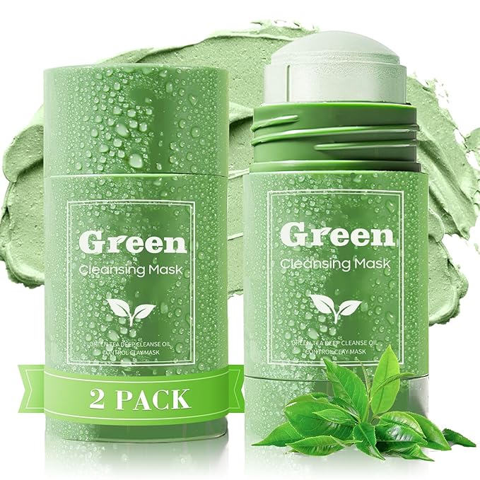 2 PCS Green Tea Purifying Clay Face Mask, Blackhead Remover With Green Tea Extract, Face Moisturizing,Deep Pore Cleansing for All Skin Types of Men And Women