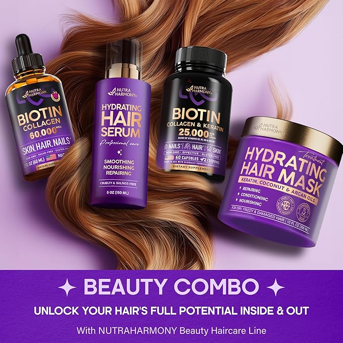 Hydrating Hair Mask - For Dry Damaged Hair - Moisturizing Keratin Treatment - Argan & Coconut Oil | Biotin | Collagen - Deep Conditioning, Anti Frizz Product for Women - Care for All HairTypes, 10 Oz