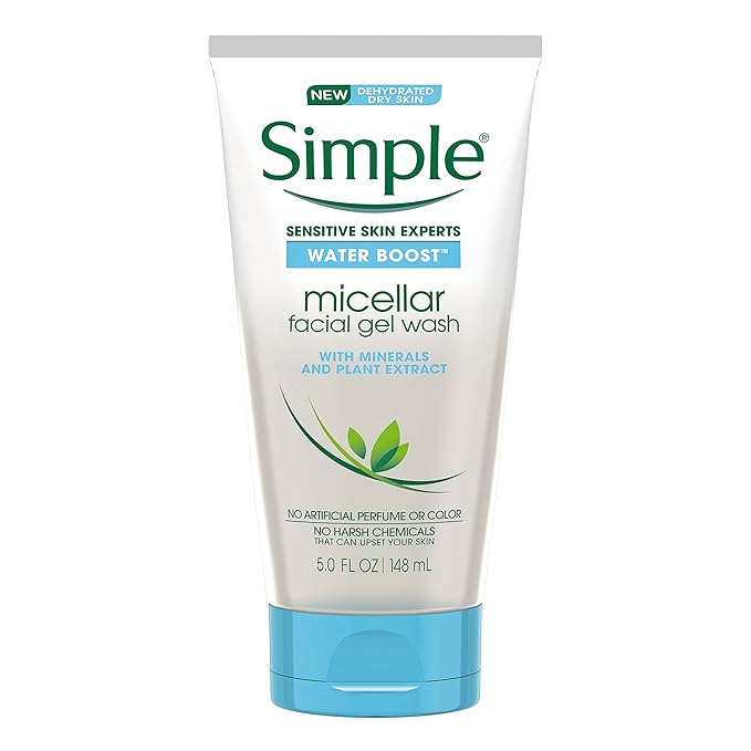 Simple Water Boost Micellar Facial Gel Wash for Sensitive Skin, 5 Ounce (Pack of 3)