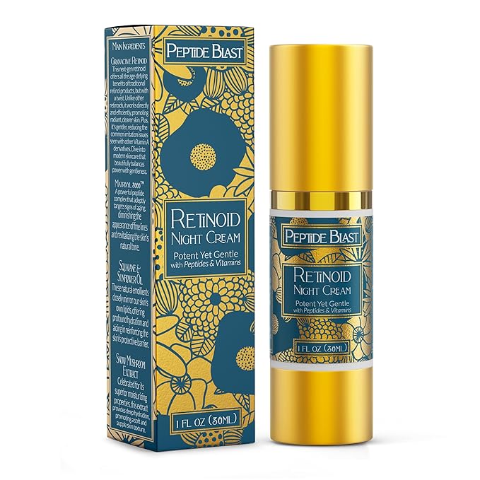 Peptide Blast Retinoid Night Cream – 2% Granactive Retinoid with Peptides, Snow Mushroom & Hyaluronic Acid – Gentle Night Moisturizer for Dry or Sensitive Skin