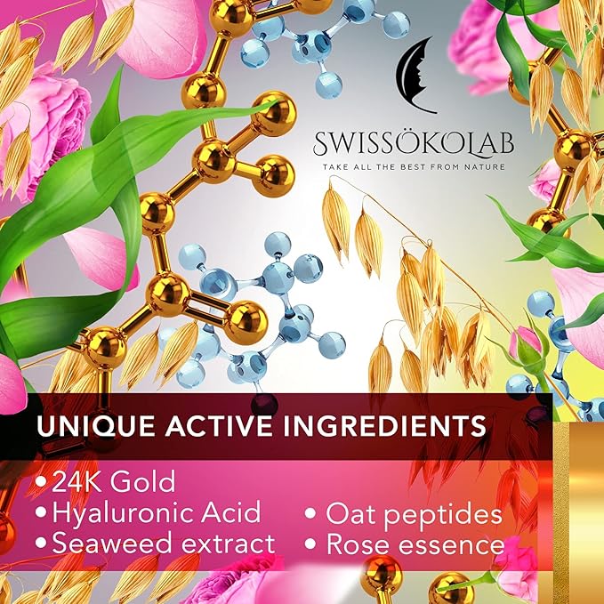 SWISSÖKOLAB Under Eye Patches For Puffy Eyes 24k Gold Eye Mask Dark Circles And Puffiness Collagen Eye Gel Pads Moisturizing & Reducing Wrinkles Anti-Aging Hyaluronic Acid (Japanese Series)