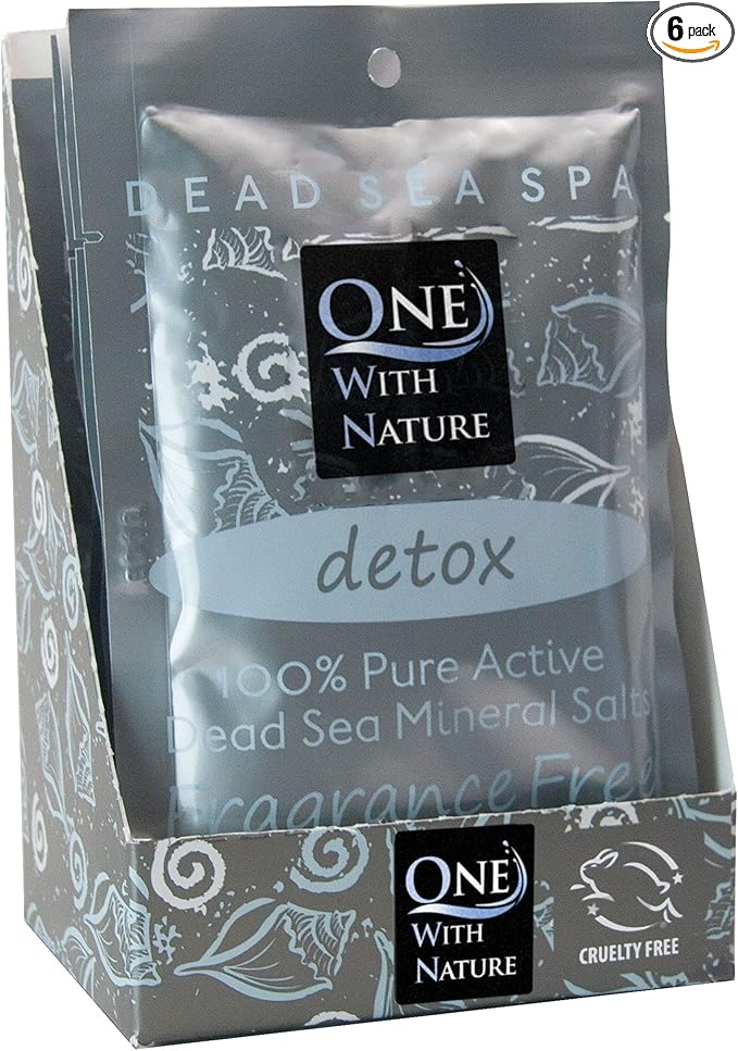 100% Pure Dead Sea Mineral Bath Salt Fragrance Free 6 Pack 2.5 oz Single Use Packets with Magnesium, Sulfur and 21 Essential Minerals. All Skin Types, Problem Skin. Natural, Therapeutic.