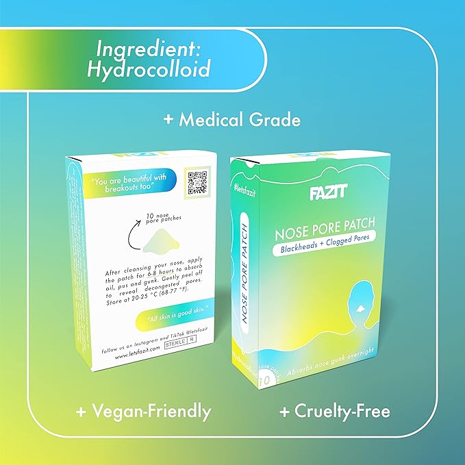 FAZIT Zit Zapper Nose Pore Patch -20-Pc Pimple Patch Set - Hydrocolloid Acne Best Nose Blackhead Remover Patches -Overnight Nose Pore Strips Blackhead Remover for Face Patches -Blemish &Spot Treatment