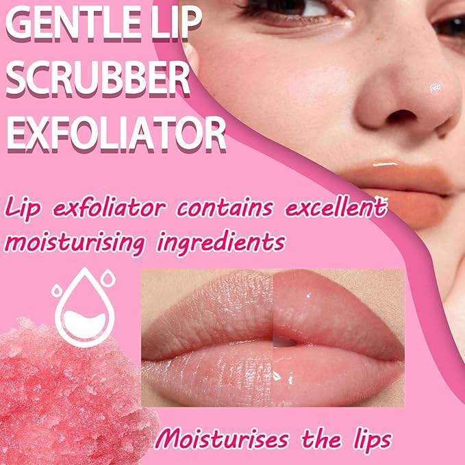 2PCS Lip Scrub Exfoliator,Gentle Lip Scrubber Exfoliator,Lip Exfoliator Scrub for Daily Lip Care,Lip Moisturizer for Nourishing Lip(Peach, Avocado)
