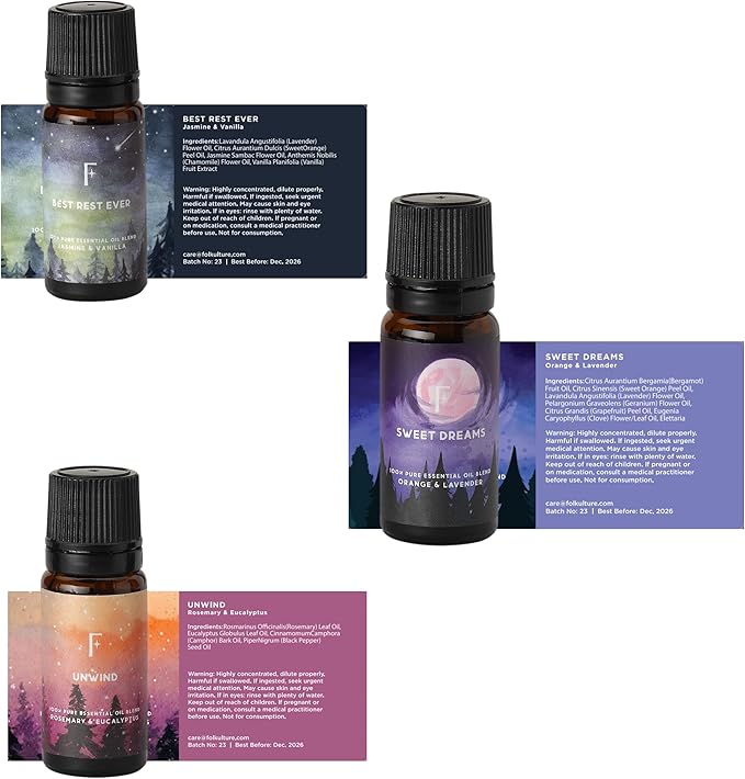 Folkulture Essential Oils for Diffuser Oil | Set of 3 Fragrance Oil Diffuser Oils Scents for Home | Fragrant Oils for Diffusers for Mother's Day Gifts - Rosemary, Eucalyptus, Lavender