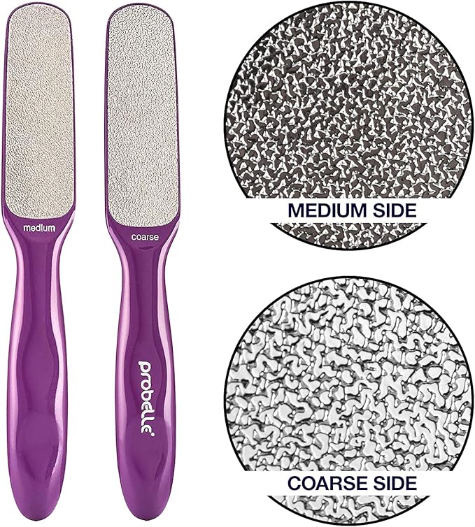 Probelle Double Sided Multidirectional Nickel Foot File Callus Remover - Immediately Reduces calluses and Corns to Powder for Instant Results, Safe Tool (Purple)