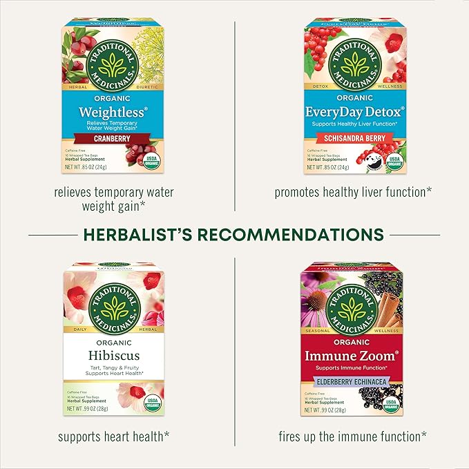 Traditional Medicinals Tea, Organic Rose Hips & Hibiscus, Supports Everyday Wellness, 96 Tea Bags (6 Pack)