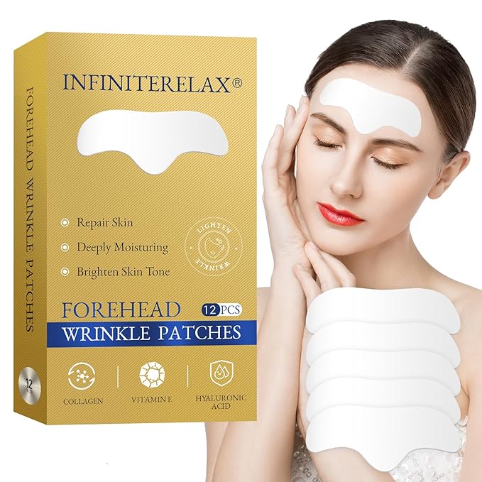 12Pcs Forehead Wrinkle Patches for Women, Hydrolyzed | Collagen | Vitamin E | Aloe Vera to Reduce Wrinkles Forehead Wrinkles Treatment Overnight (Milky white)