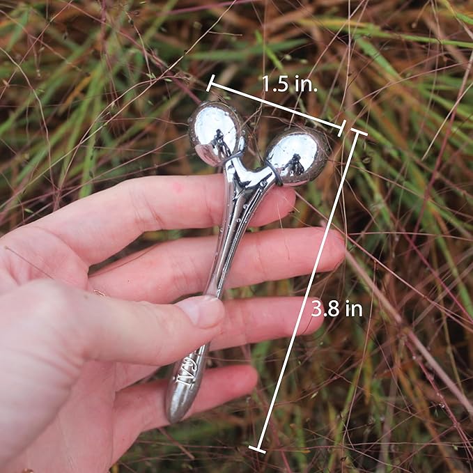 Mwein 3D Face Massage Roller โ Mini Lightweight Travel-Sized Y-Shaped Stainless Steel โ Jade Roller, Ice Roller, Cellulite Roller โ Face Sculpting Tool (Silver)