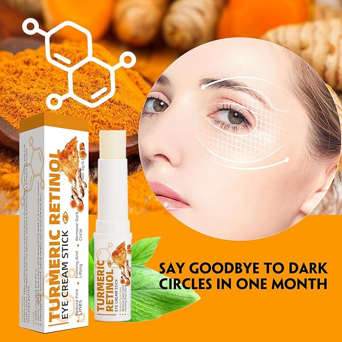 2 PCS Turmeric Retinol Eye Cream Stick, Lumibalm for Under Eye Bags,Eye Balm Stick Hydrating,Turmeric Eye Cream For Puffiness and Bags Reduces Fine Lines