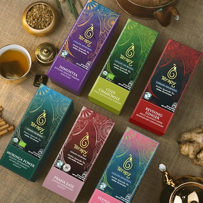 Tรฉrapy Ceylon Youthful Glow Herbal Tea Bags | Helps Maintain Healthy Skin and Hair | 100% Natural Blue Butterfly Peas, Licorice Root, Green Tea & More | Individually Wrapped Organic Tea Bags |18 Count