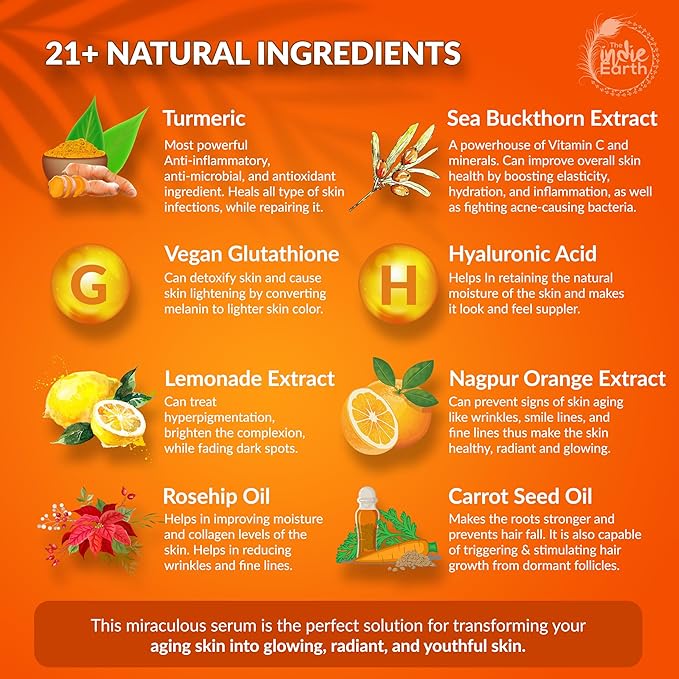 20% Vitamin C Serum – Advanced Anti-Aging & Brightening Formula with Glutathione, Hyaluronic Acid, Ferulic Acid, Turmeric, Rosehip, and Sea Buckthorn for Enhanced Skin Tone, Radiance, & Youthful Glow