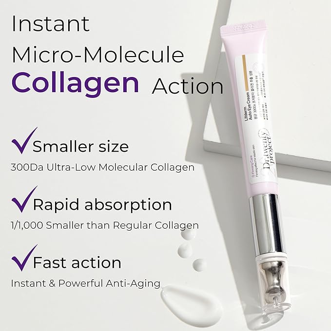 Collagen Lifting Eye Cream with Vibrating Massage Head for Wrinkles, Fine Lines, and Puffy Eye Bags-Under Eye Cream for Dark Circles and Anti-Aging, Korean Skin Care (20ml 0.67 fl oz)