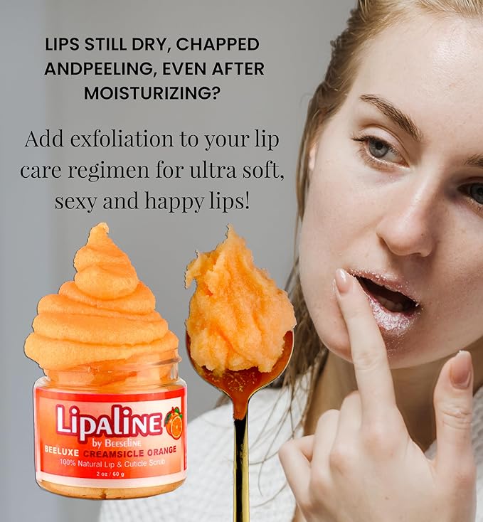 Lipalene HoneyLuxe - 100% Natural Lip & Cuticle Scrub (2 oz, Creamsicle Orange)