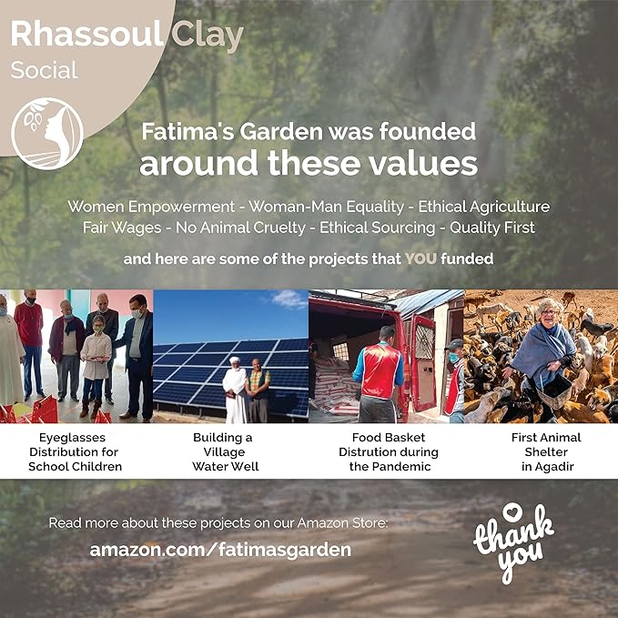 Fatima's Garden Rhassoul Clay - Natural Detox Clay for Skin & Hair, 425g