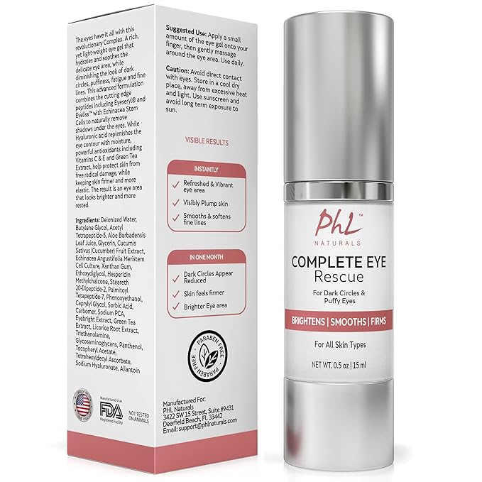 Dark Circles Under Eye Treatment - Tackles Puffiness, Wrinkles and Bags - Natural Eye Brightening Gel for Under and Around Eyes, suits Men & Women, 0.5 fl. ounce.