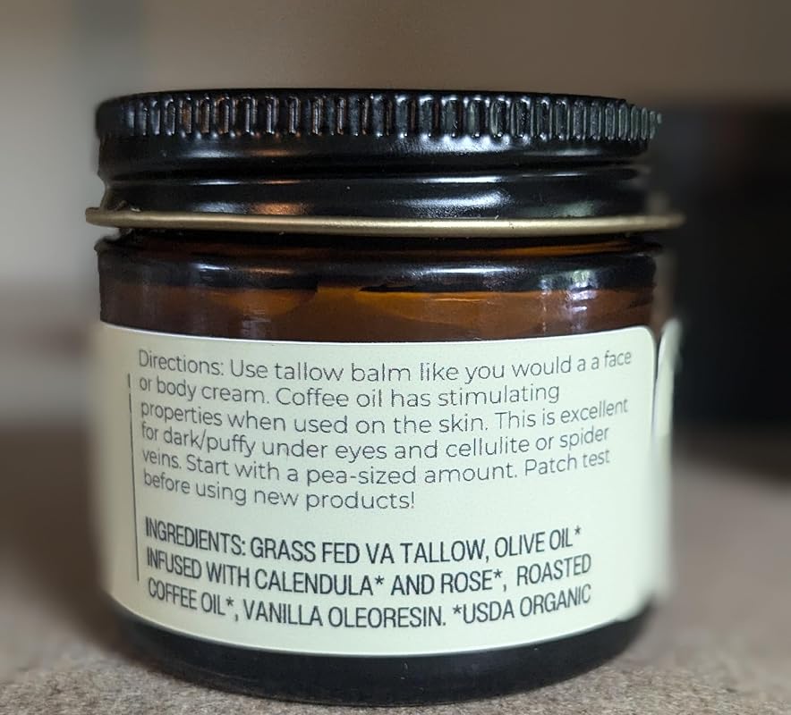 Handmade Whipped Tallow Balm (Coffee Vanilla) - Organic Body Butter with Infused Olive Oil - 1.3 oz …