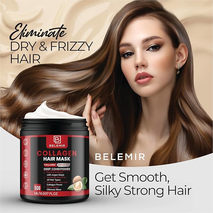 Collagen & Keratin Hair Mask – Deep Repair – 16.9oz + Comb