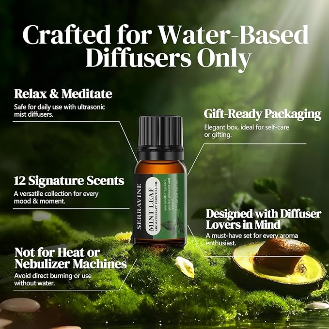 Natural Essential Oils Set, 12 Best Aromatherapy Diffuser Oils with Gift Box & Bag, Essential Oil for Diffusers for Home, Lavender,Lemon,Orange,Vanilla,Jasmine,Rose, Peppermint, White Tea, Freesia