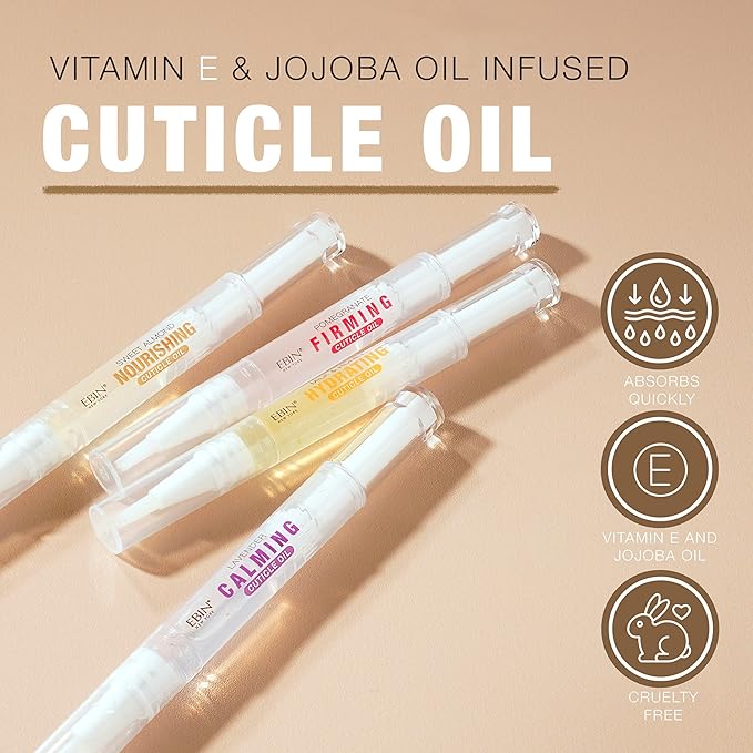 EBIN NEW YORK Cuticle Oil Pen - Hydrating Milk & Honey Infused, Jojoba Oil and Vitamin E Blend to Soften Cuticles and Strengthen Nails, Travel Size